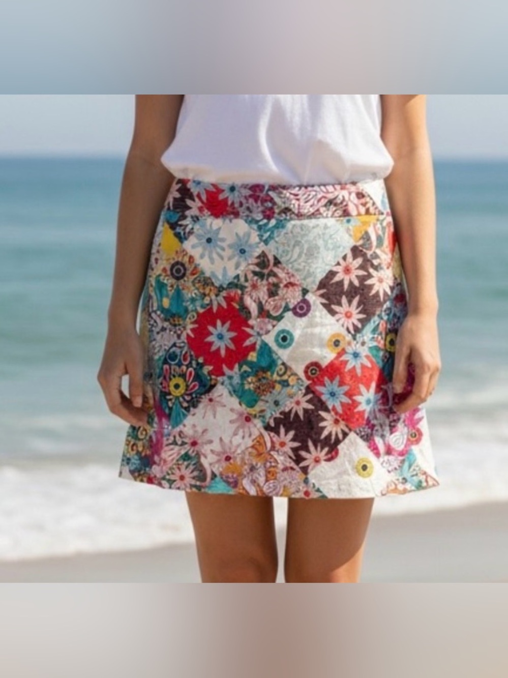 RipSkirt XS Colorful Patchwork Floral Wrap Skirt Travel Beach Resorts
